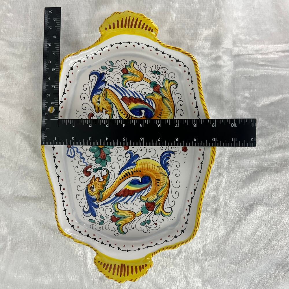 Arte D’Italia Imports Deruta Italy Hand Painted Majolica Platter Sea Serpent - Picture 5 of 11